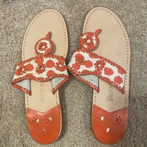 Jack Rodger Orange polka dot sandals